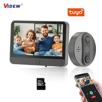 1080p wifi video door peephole camera doorbell viewer with lcd monitor night vision tuya app control for apartment home security