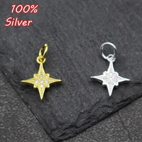real 925 sterling silver color micro zircon paved high quality gold silver color star dangle pendant diy jewelry making findings