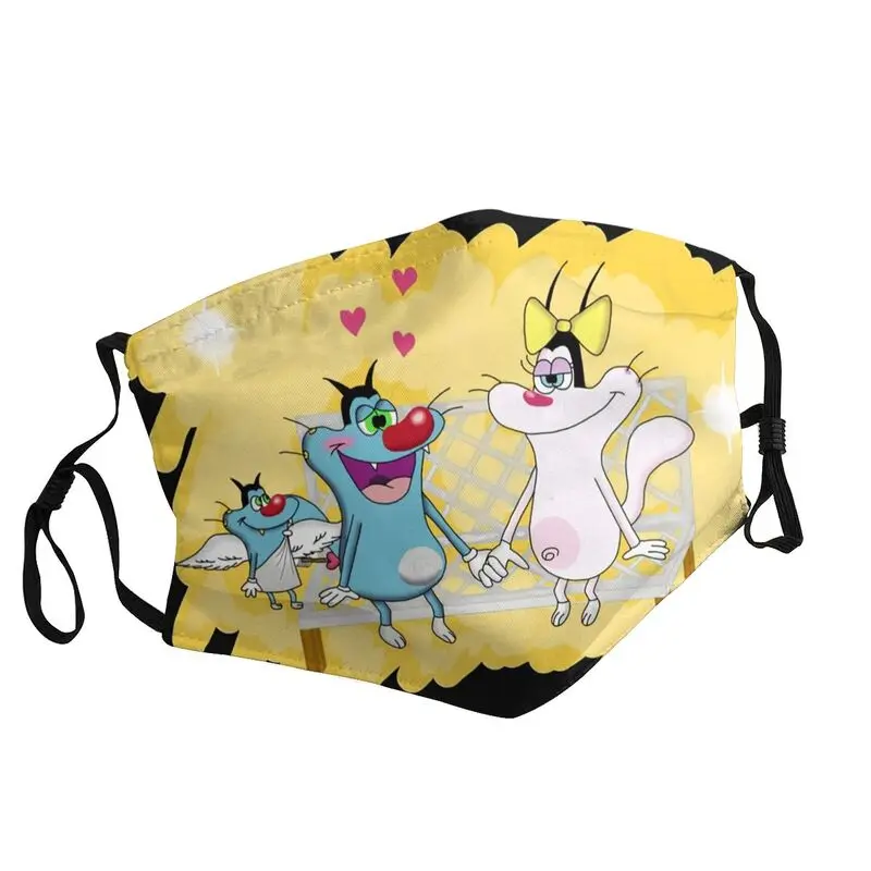 

French Animation Anime Mask Anti Dust Non-Disposable Oggy And The Cockroaches Face Mask Protection Cover Respirator Mouth Muffle