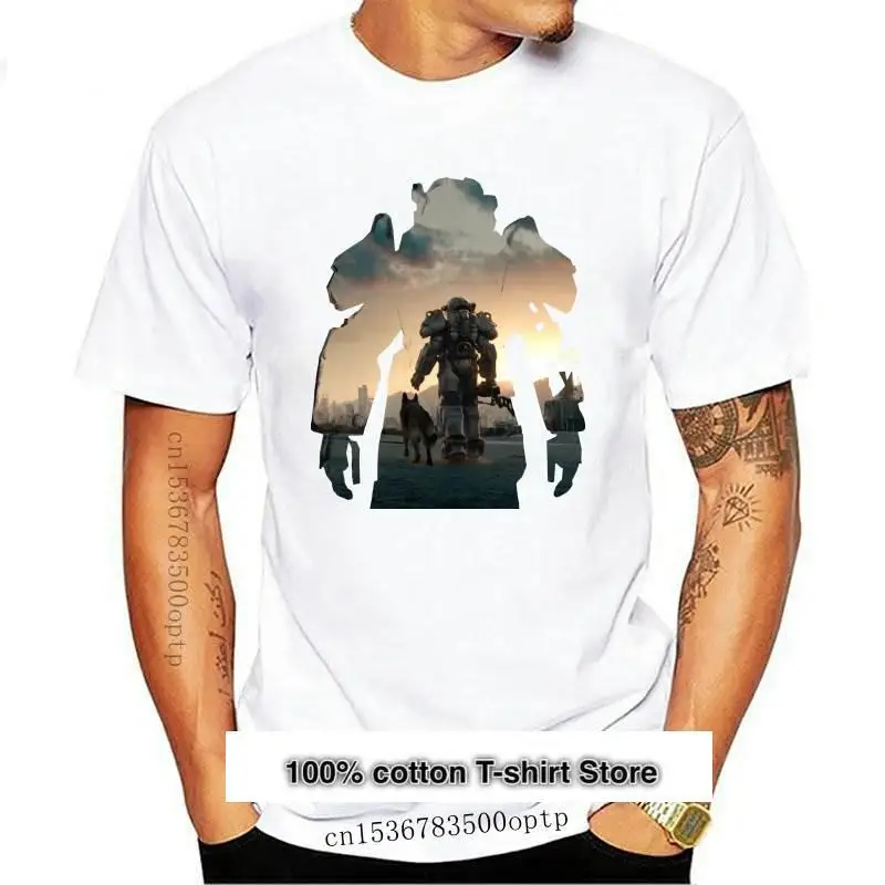 

Fallout-Camiseta clásica de Power Armor para hombre, camisa negra de talla grande, camisetas gráficas