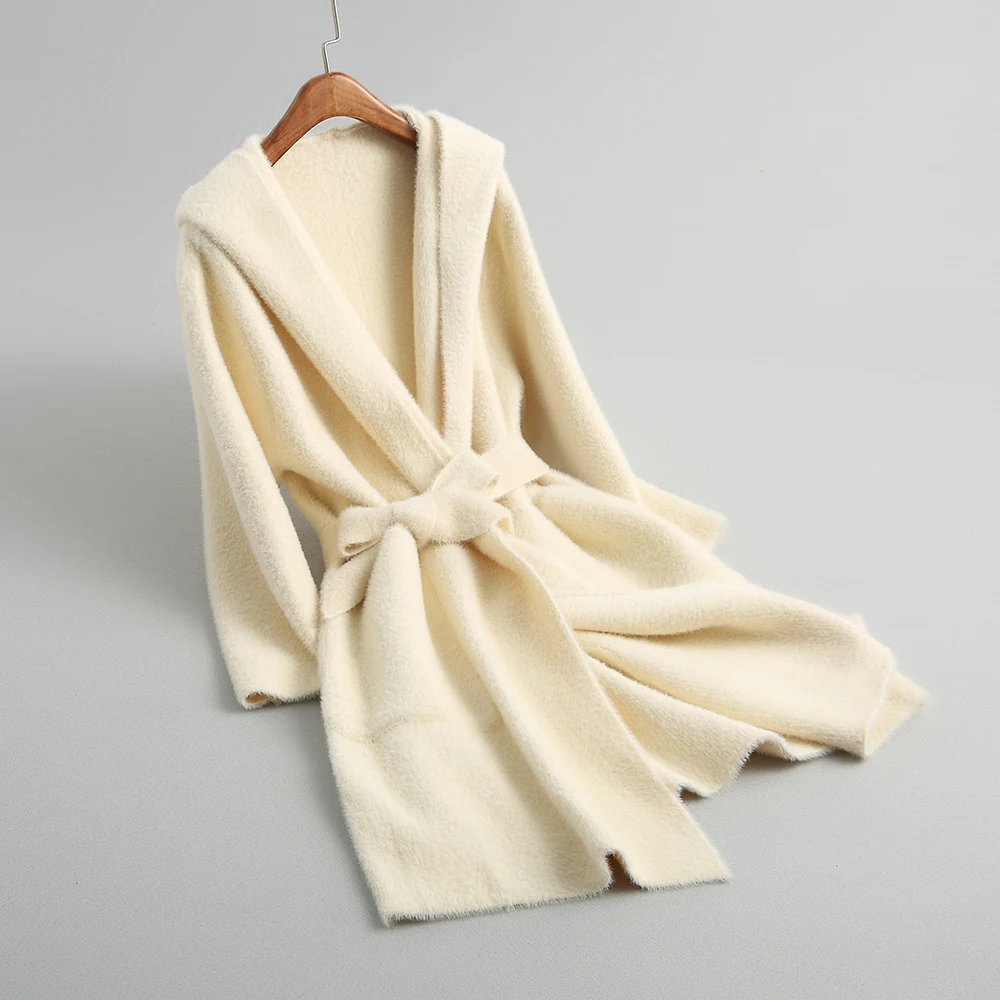 Новинка 2019 женское плотное меховое пальто с капюшоном открытым стежком