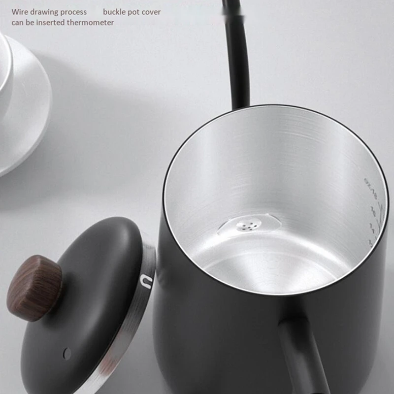 

1x 600Ml Stainless Steel Coffeepot with Wooden Handle Drip Coffee Pot Long Mouth Pot & 4 Pcs Pizza Pan