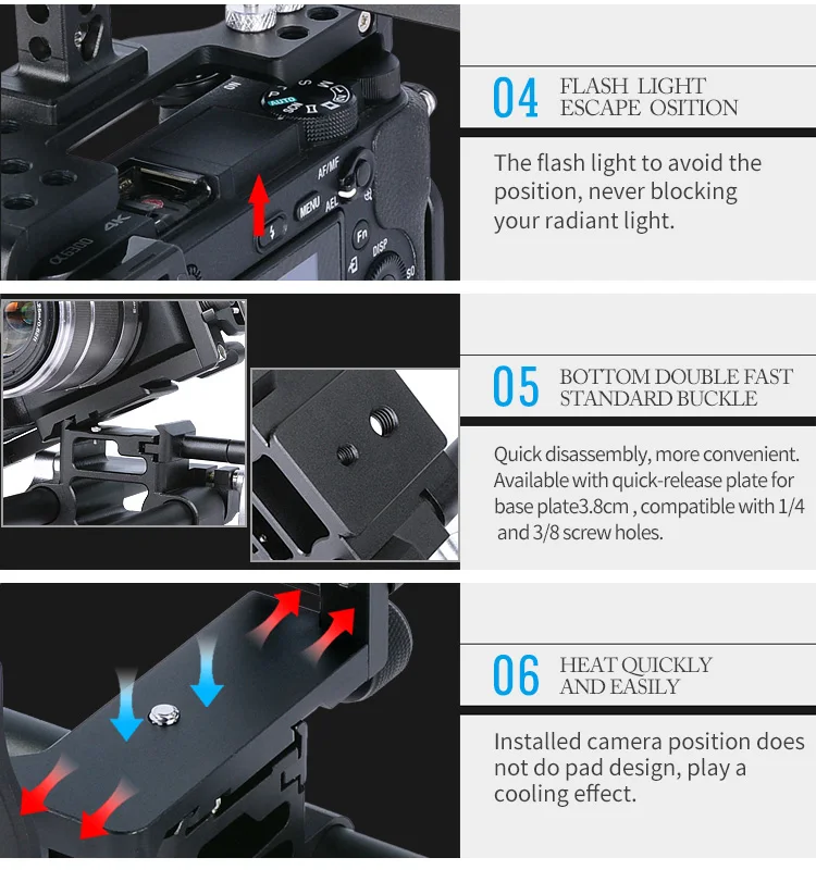 Профессиональный стабилизатор видеокамеры с ручкой для камеры DSLR Rig для sony ILCE A6000 A6300 A6500 A6400