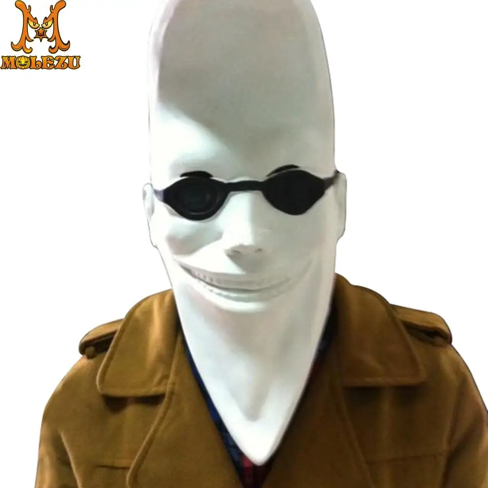 Molezu Halloween White Funny Moon Head Latex Mask Darth Maul Face Halloween Costume Ball Cosplay Party Mask
