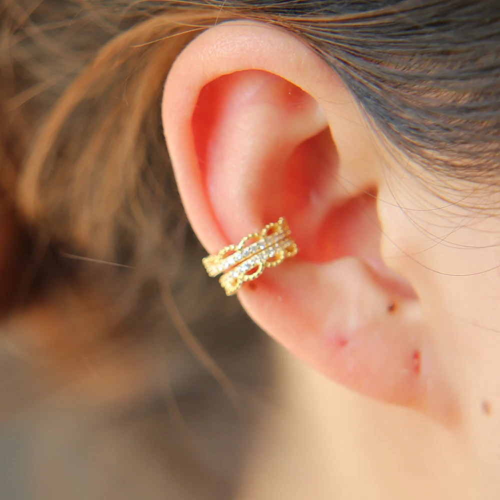 1 шт. золотой цвет проложить чистый фианит 100% Стерлинговое Серебро 925 пробы клипса