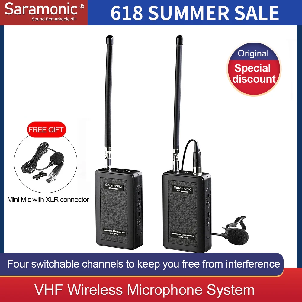 Беспроводная петличная микрофонная система передатчиков и приемников Saramonic SR