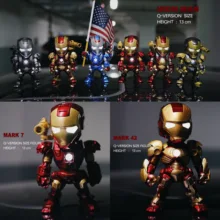 Marvel Avenger Voice controlled luminescence Q version figure iron man mk4243 hand made movable doll toy GK model statue gift
