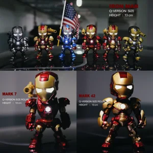 marvel avenger voice controlled luminescence q version figure iron man mk4243 hand made movable doll toy gk model statue gift free global shipping