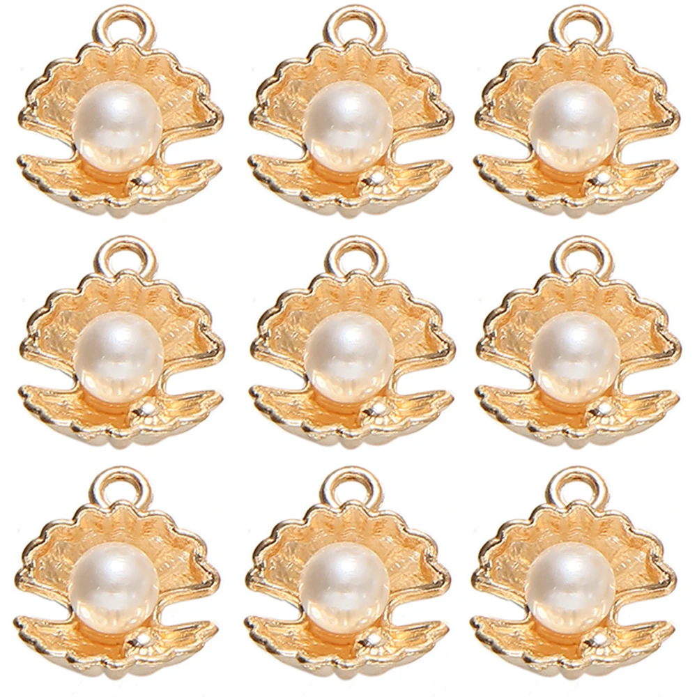 

Ожерелье из металлического сплава с подвесками в виде ракушек, с белыми жемчужинами