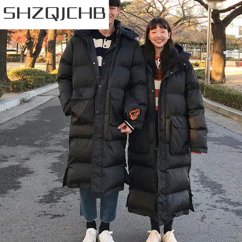 

SHZQ женская зимняя куртка мужская зимняя пуховая куртка с капюшоном Толстая теплая пуховая куртка X-Long на утином пуху Женская Мужская Y1981