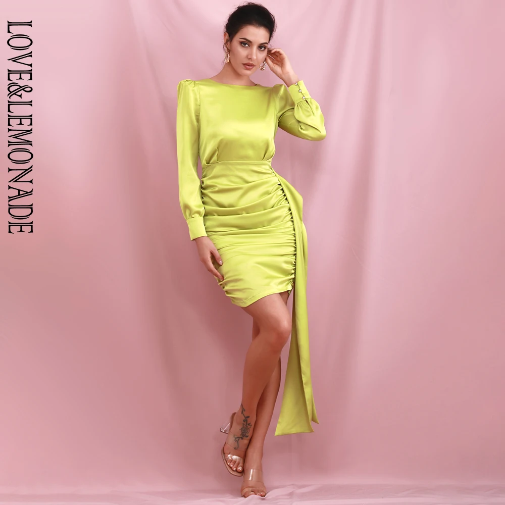 Женское мини платье LOVE & LEMONADE ФЛУОРЕСЦЕНТНОЕ зеленое из светоотражающей ткани с