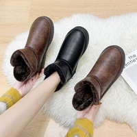 2021 lovers low boots warm round short plush cotton shoes solid color ankle boots plus cashmere ankle boots casual couple boots