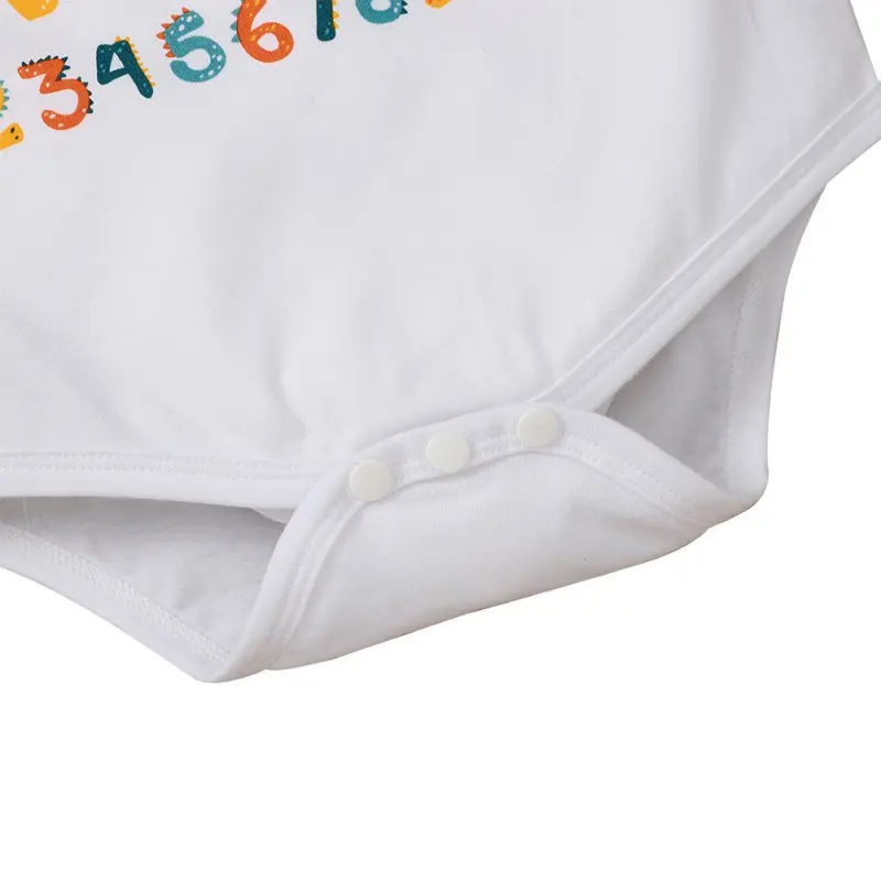 

2021 New Summer Infant White English Number Romper Newborn Simple Printed Short-Sleeved Romper Baby Girls Boys Casual Bodysuit