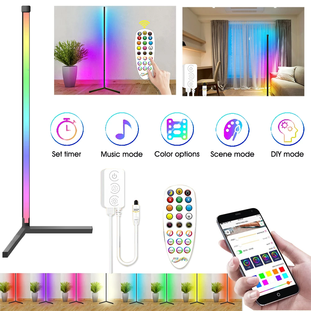 

Modern LED Corner RGB Floor Lamp For Bedroom Bedside,Living Room Atmosphere Colorful Home Decor Indoor Lighting Standing Lamps