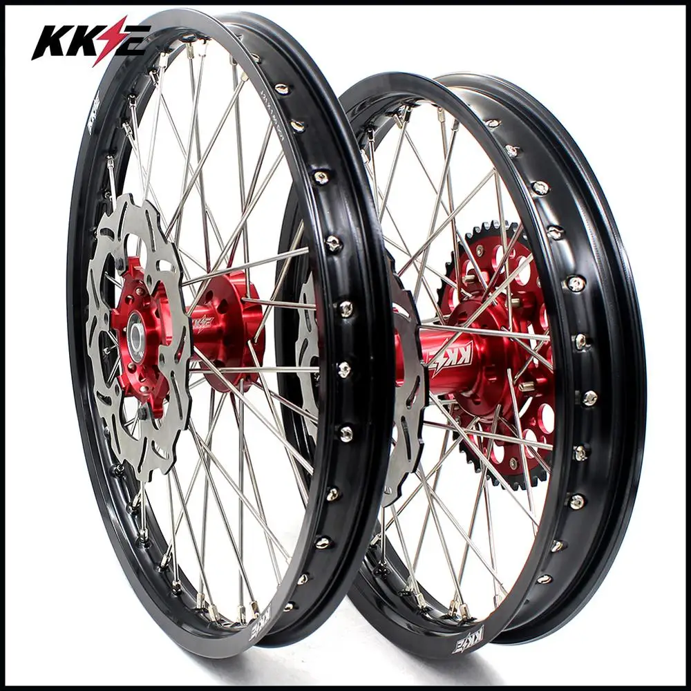 KKE 21/19 полный MX велосипед грязи колеса Набор для SUZUKI RMZ250 2007 2019 RMZ450 2005 красный