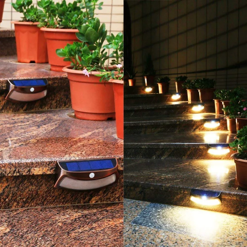 

Solar Stair Lights Outdoor 8 LED Deck Light with PIR Motion Sensor Security Waterproof Pathway Lamps for Garden Stair Walkway