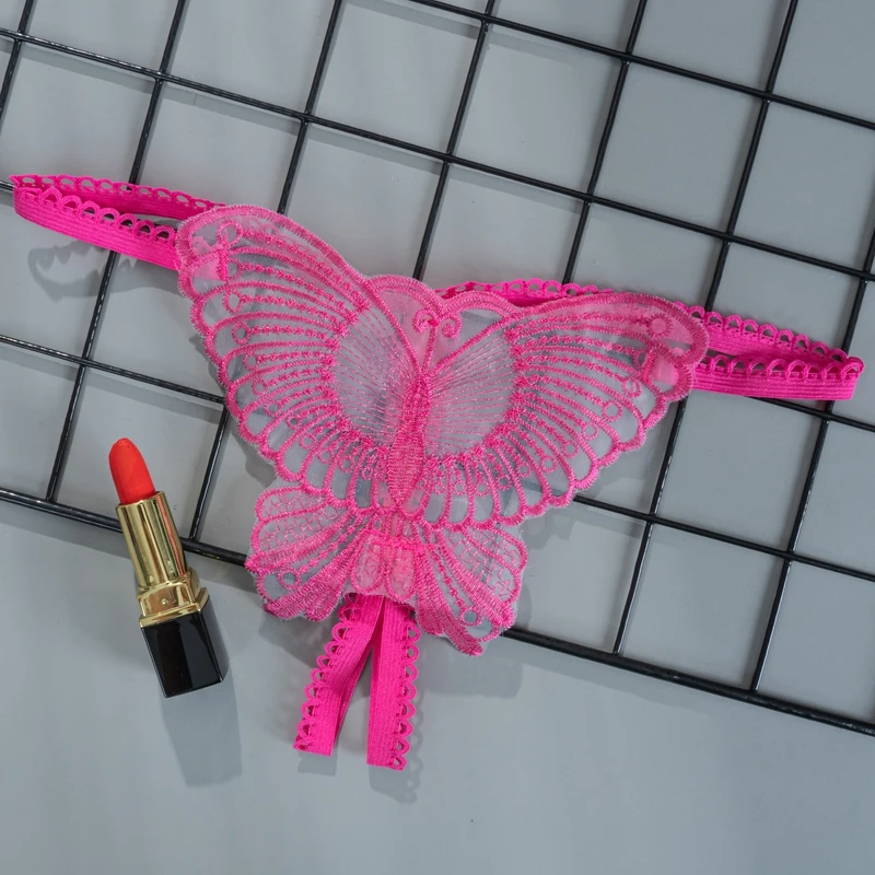 Трусики-стринги женские кружевные прозрачные с открытой промежностью и низкой