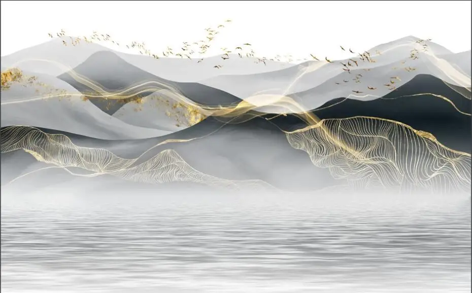 Объемные обои на заказ Настенная роспись с современсветильник светом роскошные