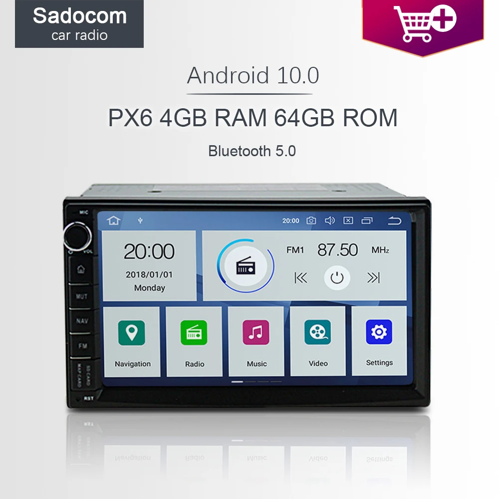 PX6 7 'ƈ Din Android 10 0 4 Гб ОЗУ 64 6 ядер RDS радио GPS карта Авторадио Bluetooth wifi
