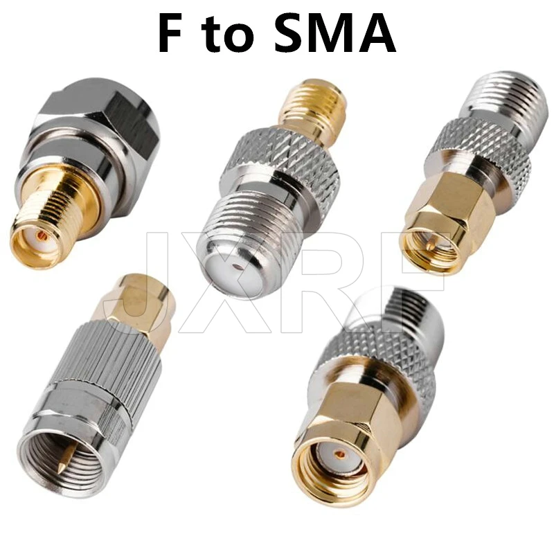 JXRF Connector 2pcs RF coaxial coax adapter F Type Female Jack to SMA Male Plug Straight F connector to SMA Connector