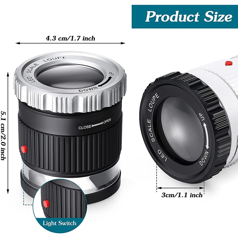 Лупа для ювелирных изделий с 3 светодиодами оптическое стекло УФ-лампами лупа 30