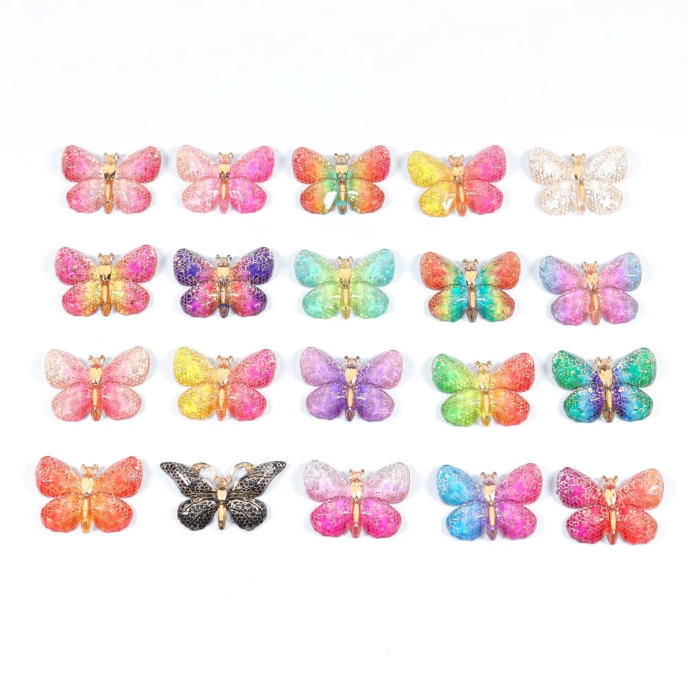 Акриловые кулоны сверкающего цвета 10 шт. подвеска-бабочка карамельного для