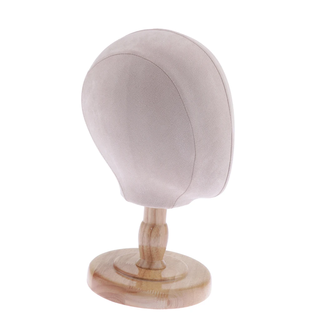 Cork Flocking Cloth Head Mannequin Manikin Wig Making Hat Display Styling with Wooden Stand - Beige | Шиньоны и парики