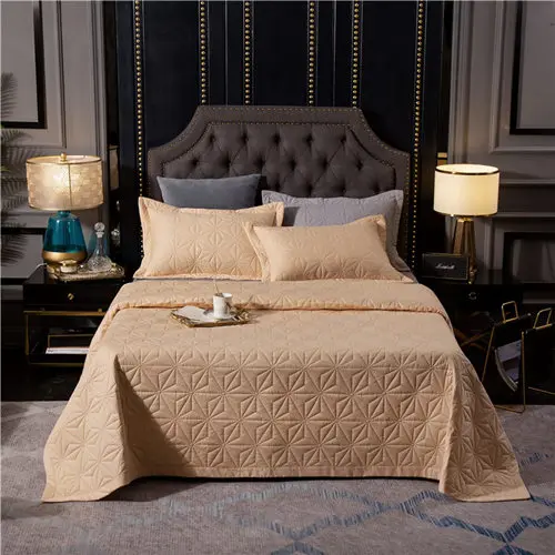 3 New 1pc 245x245cm and 245x265cm gray white cotton Bedspread and 2pcs pillowcase blanket Duvet Quilt bed cover - Цвет: 3