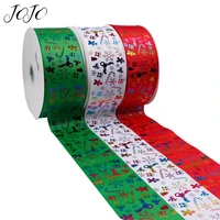 jojo bows 75mm 3 2y christmas elk printed grosgrain ribbon for crafts diy hair bows wrapping sewing material holiday decoration