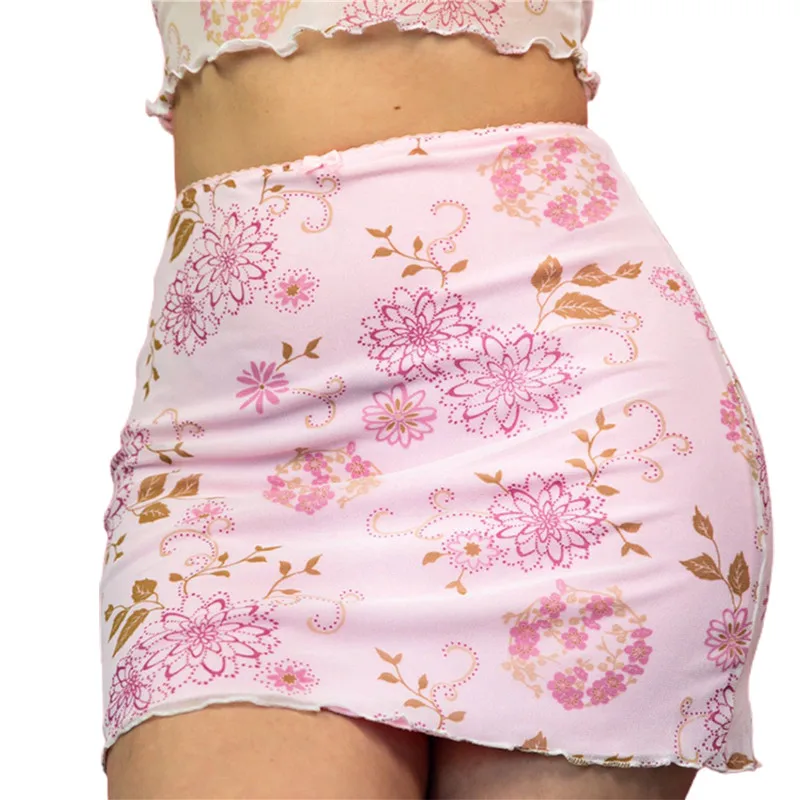 

Женская сетчатая мини-юбка Y2K с высокой талией, облегающая короткая юбка с цветочным принтом, трапециевидная юбка-карандаш, летняя уличная о...