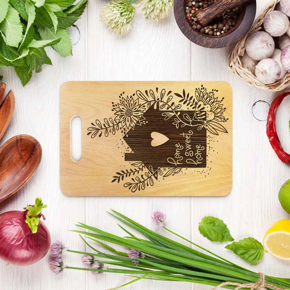 Цветочный дом сладкий разделочная доска пользовательский лазер гравированная