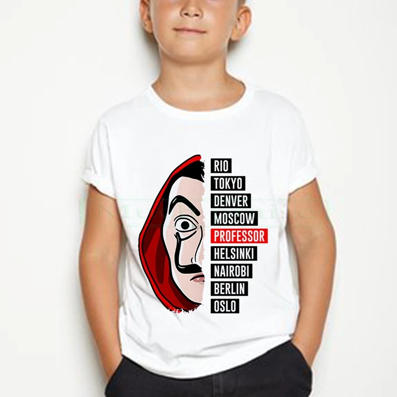 

Funny La Casa De Papel T Shirt Kids Summer Top Cartoon Money Heist Tshirt Bella Ciao Kawaii House of Paper Boys T-shirt Children