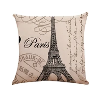 hot selling fashion style cushion cover models linen pillows sofa bedroom pillowcase retro eiffel tower series cotton and linen