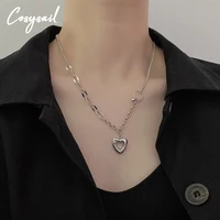 cosysail simple geometric love heart pendant necklace for female girl irregular metal chain stainless steel jewelry gift 2021
