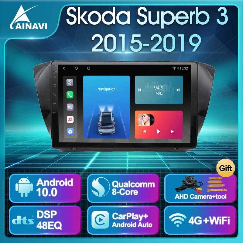 Автомобильный радиоприемник Android 10 0 QLED экран для Skoda Superb 3 2015 2019 автомобильный