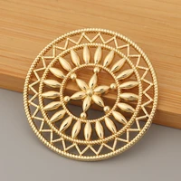 10pcslot gold plated hollow filigree flower large round charms pendants for jewelry making accessories 47x47mm