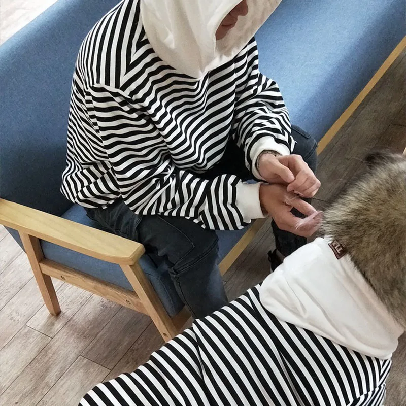 Полосатая одежда для собак для больших собак, для питомцев комплекты одежды осень-зима домашних животных собак Костюмы для больших собак костюм Лабрадор Бульдог