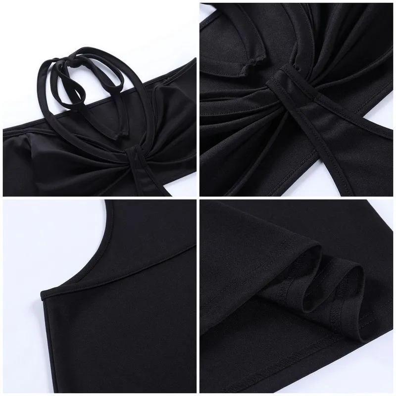 

Julissa Mo Hollow Out Backless Women Summer Dress Long Sleeve Halter Sexy Party Dresses 2021 Black Bandage Streetwear Vestidos