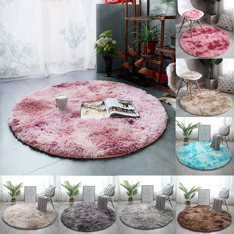 

Bedroom Shaggy Area Rug Modern Mats Fluffy Round Rug Carpets For Living Room Decor Faux Fur Rugs Kids Room Long Plush Rugs