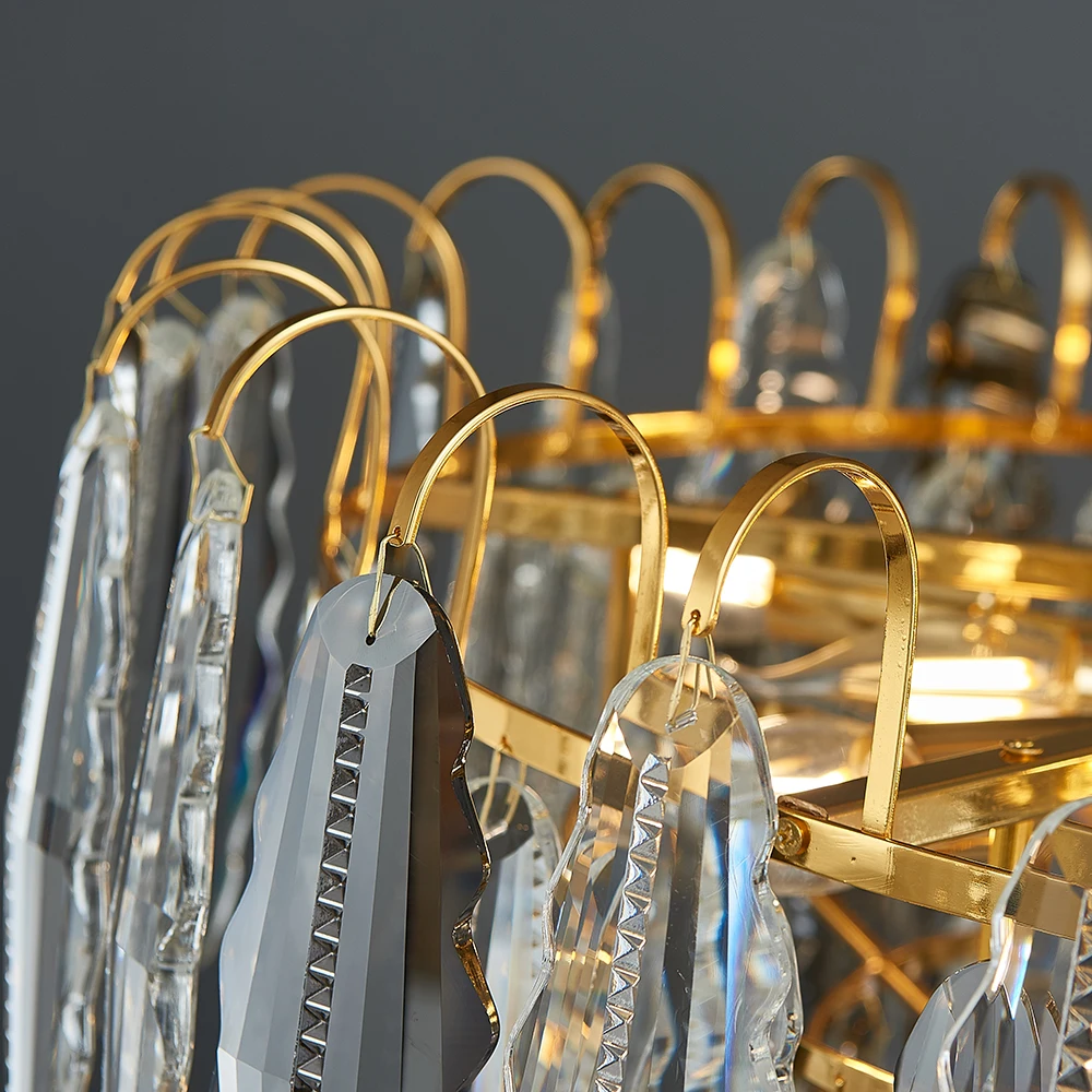 

Nordic Crystal Chandeliers Ceiling Rectangle Hanging LED Chandelier For Living room Bedroom Kitchen Nordic Dining room Light