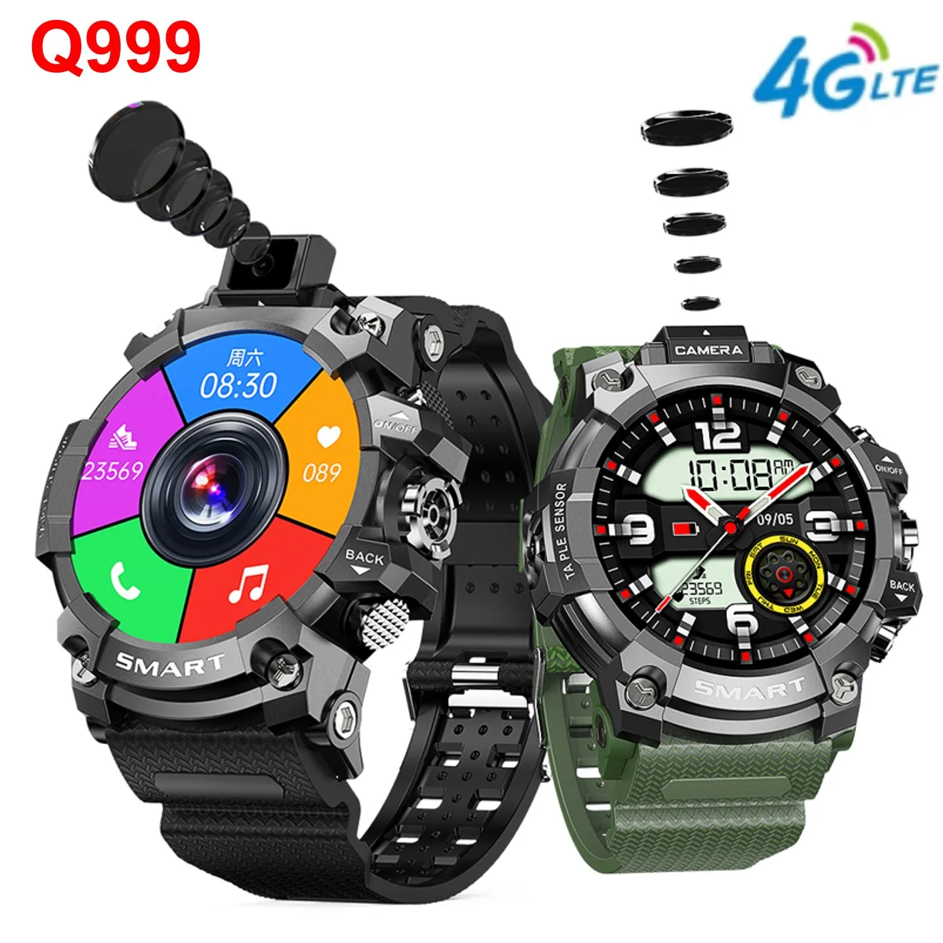 Смарт-часы Q999 Android 9 0 OS 1 6 дюйма IPS 400*400 2 ГБ + 16 4 Гб 64 поддержка 4G SIM GPS Wi-Fi для IOS |