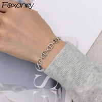 foxanry 925 stamp bracelets fashion hip hop vintage couples simple hollow geometric tassel thai silver party jewelry