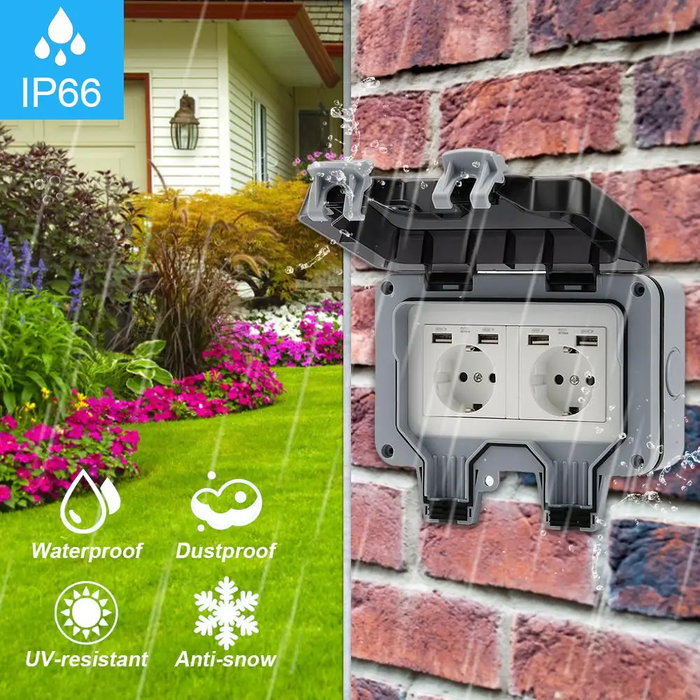 Наружная розетка IP66 Однорядная двухрядная Погодостойкая