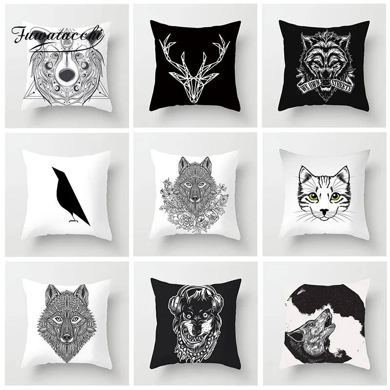 Чехол на подушку с изображением животных фуватакчи рисунок тигра кота оленя