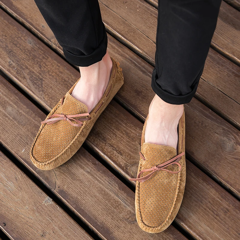 Men's Leather Casual Shoes outdoor Classic Fashion Male slip on Flats loafers Men Flat Heel Sneakers cow suede shoes | Обувь