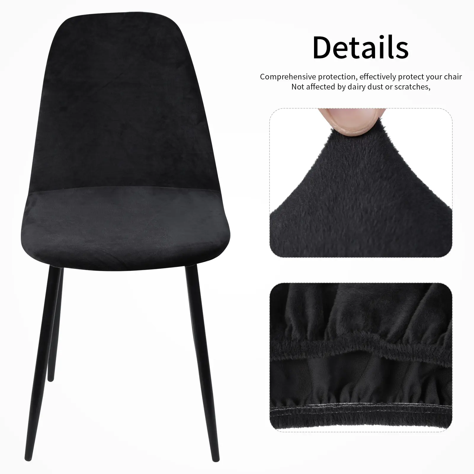 

Junejour 1/2/4/6 Pcs Velvet Elatics Chair Cover Dust-proof For Dining Room Soft Protect Banquet Home Hotel Slipcover Seat Cover