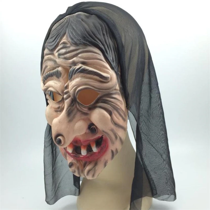 Аксессуары для видеосъемки маска Хэллоуина ужасы Witch черная латексная вечеринки