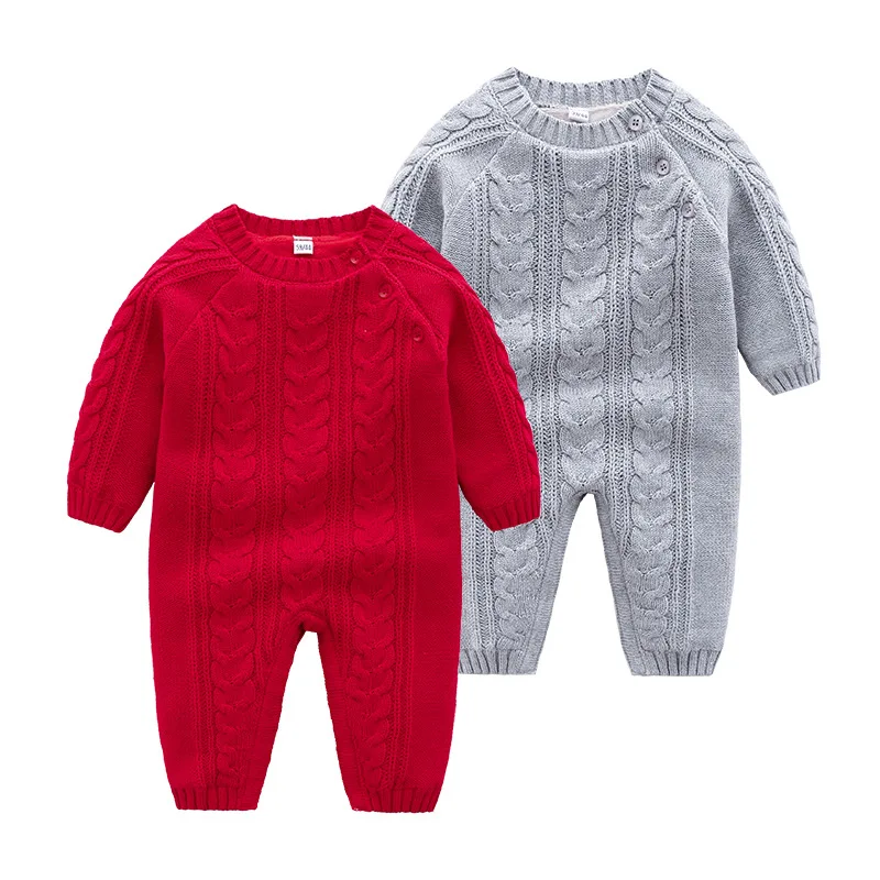 

Baby Rompers Winter Warm Knitted Newborn Netural Sweaters Jumpsuits Autumn Long Sleeve Infant Boy Girl Overalls 0-18m One Pieces