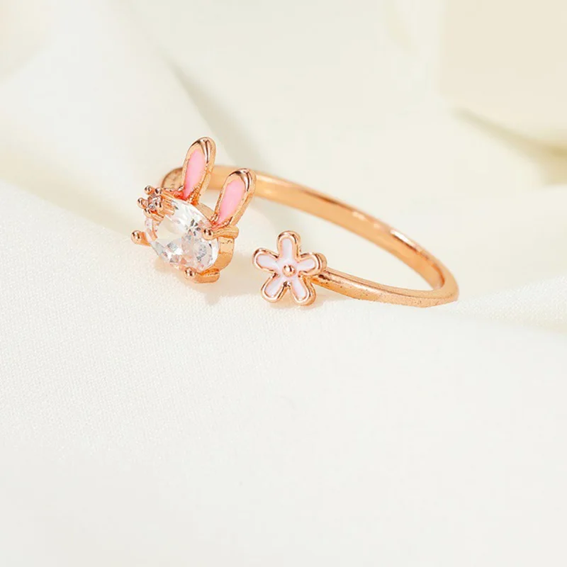 Милые кольца ZYZQ в виде кролика милые яркие медные форме золотого цвета для