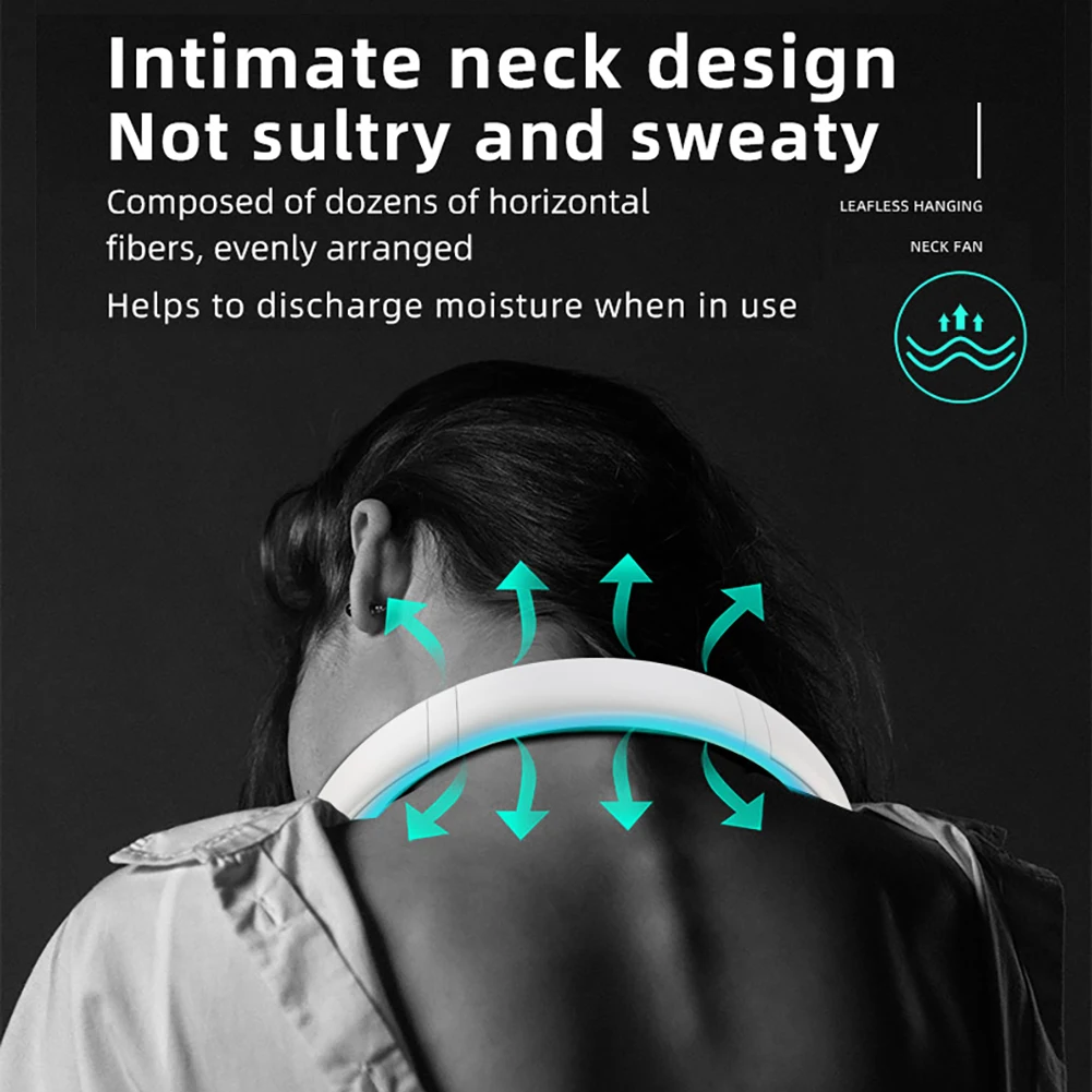 

Leafless Hanging Neck Fan - Rechargeable Portable Headphone Design Wearable Neckband Fan 3 Level Air Flow for Sports Office